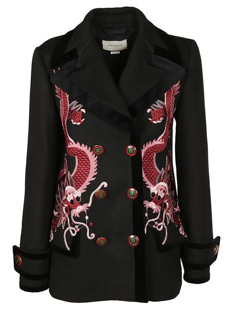 gucci embroidered coat dragon women|net a porter Gucci coats.